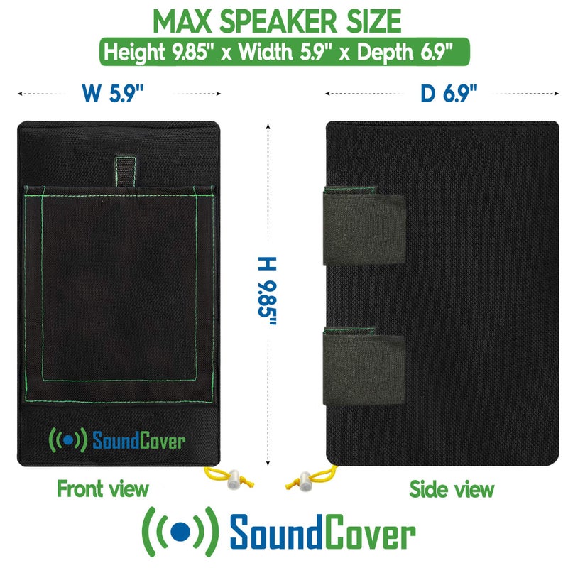 SoundCover غطاء مكبر صوت خارجي مقاوم للماء 600D باللون الأسود - يناسب مكبرات الصوت المثبتة على حامل C - يناسب Yamaha NS-AW194 و Polk Audio Atrium 4 (الأبعاد القصوى: الارتفاع 9.85" × العرض 5.9" × العمق 6.9") - Image 3